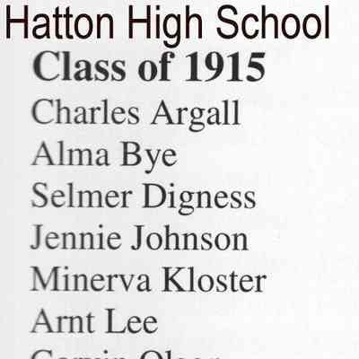 Hatton High School: Class of 1915 list of graduating students
