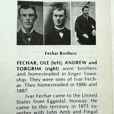 Fechar family: Ole, Andrew and Torgrim Fechar, 1886-87 homesteaders by Hatton, Dakota Territory