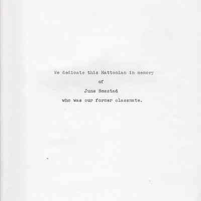 Hatton High School: 1951 Yearbook dedication page