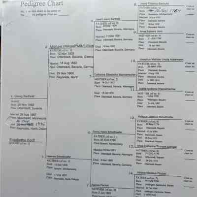 Ancestral chart: Georg Berthold, son of Michael and Helena (Schotthoefer) Berthold