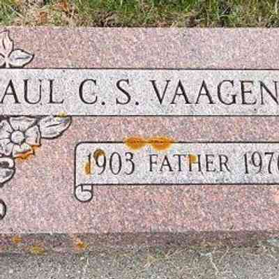 Grave-marker, Paul Charles Vaagene, photo courtesy US Find-a-Grave: St. John Lutheran Cemetery, Hatton, Traill County, ND