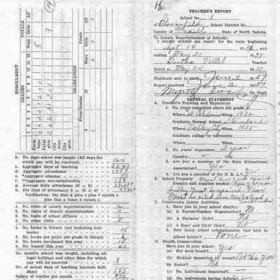 Bloomfield School No. 1: Bertha Vettel, Teacher's Report, 3 June 1937