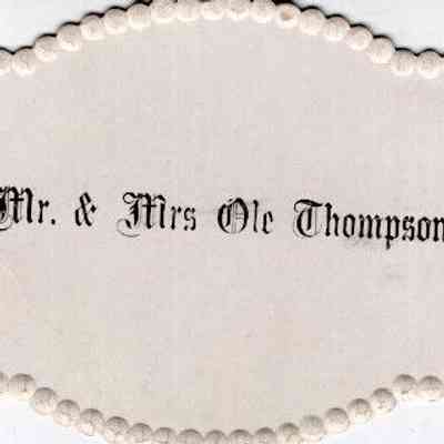 Mrs. and Mrs. Ole Thompson calling card