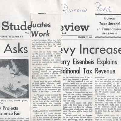 Hillsboro High School 1969 News: March 17 issue, first page, top half