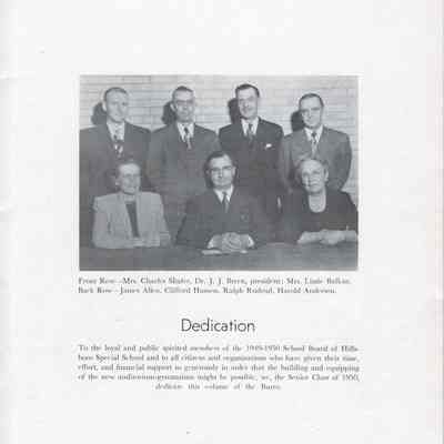 Hillsboro High School 1950 Yearbook: Dedication page