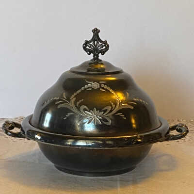 Silver-Plated Round Butter Bowl