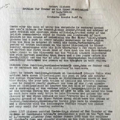 Dickson family: Col. Robert Dickson, British Fur Trader