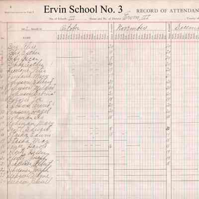 Ervin School No. 3, 1917-1918 Teacher's Register: Students enrolled