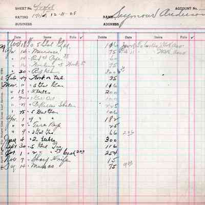 Henning Hardware, Hillsboro, ND: Ledger Book, 1928-1929: Entry for Mr. Seymour Anderson on 12-11-28