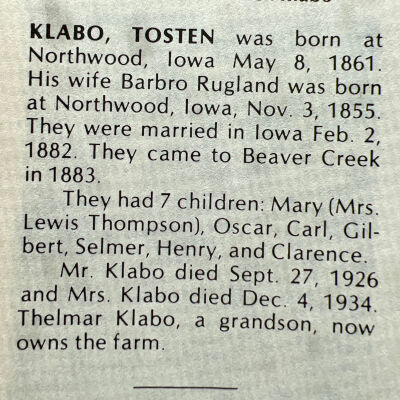 Info, page 198, Hatton Centennial