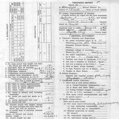 Bloomfield School No. 1: Edna M. Aaserud, Teacher's Report, 28 May 1948