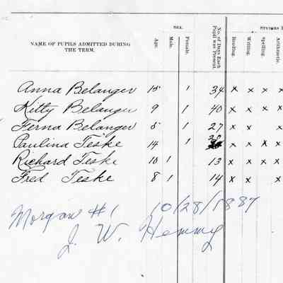 Morgan School No. 1, Teacher's Report, 1887-10 (October)