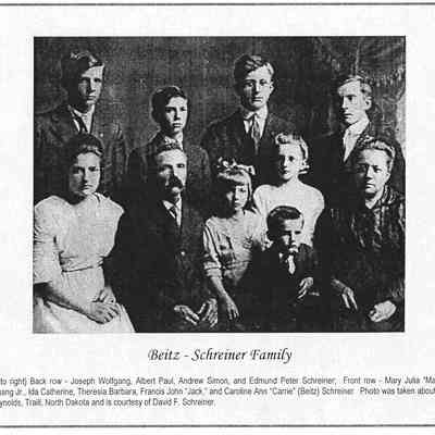 Schreiner family: Wolfgang and Caroline (Beitz) Schreiner, 1917 to 1939 residents of a farm by Taft, Traill County, North Dakota