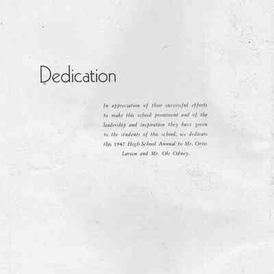 Mayville High School 1947 Yearbook: Dedication page