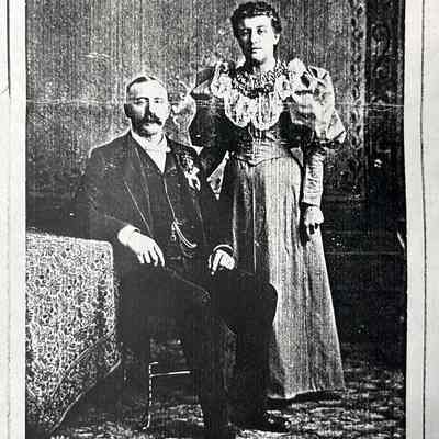 Wedding photo of Mary Bohnsack & William Freutel, about 1895 in Hillsboro, ND