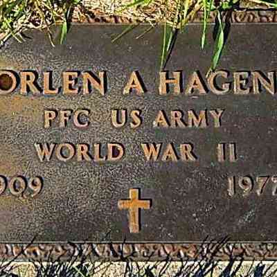 Photo of grave-marker for Orlen Alan Hagen, courtesy of US Find-a-Grave: Riverside Cemetery, Hillsboro, ND