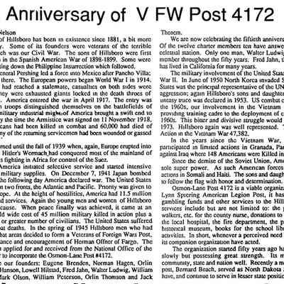 Page 3, Hillsboro Banner, 24 April 1995: History of Hillsboro's VFW Post 4172