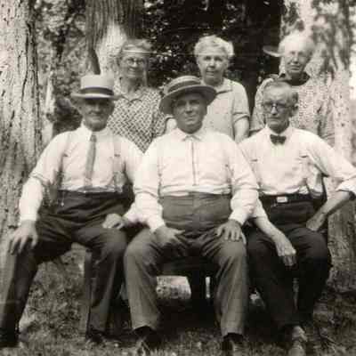 Stina (Halvorson) Hovet with family and friends at the city park in Hillsboro, ND, in August 1926.