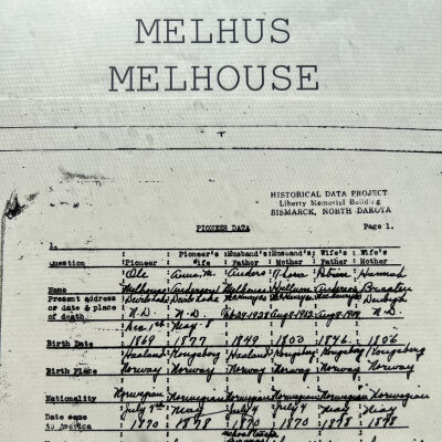 Melhus family: Ole and Anna (Anderson) Melhus, 1881 pioneers of Blanchard, Traill County, Dakota Territory