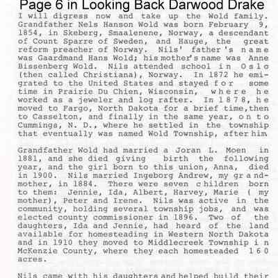 Looking Back by Darwood Drake, grandson of Nels H. Wold: Page 6