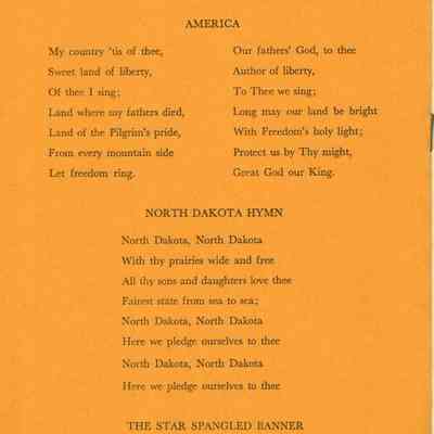 Traill County Rural Schools: 12 June 1959 Eighth Grade Graduation, Program Songs