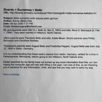 Beltz family: Sandy Beltz Ellis, researcher