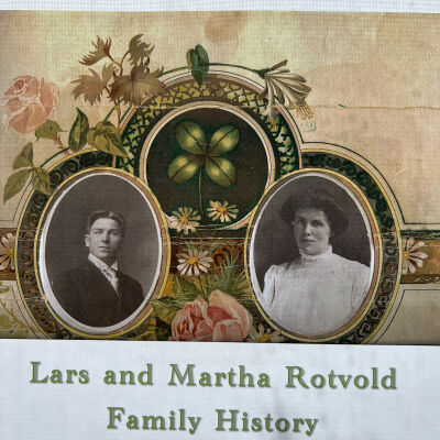 Rotvold family: Lars and Martha (Kirkvold) Rotvold, and son Paul Rotvold, farmer by Hillsboro, Traill County, ND
