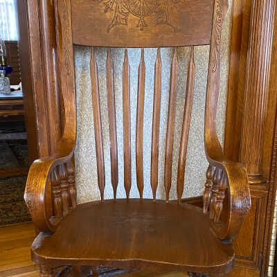 Oak Chairs from the first Traill County Courthouse (set of six)