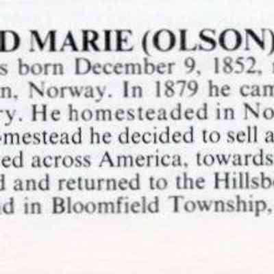 Ole and Marie (Olson) Norby: Column 1, Page 146, Traill County History book, Vol. I