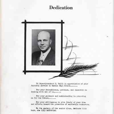 Hatton High School: 1953 Yearbook dedication page