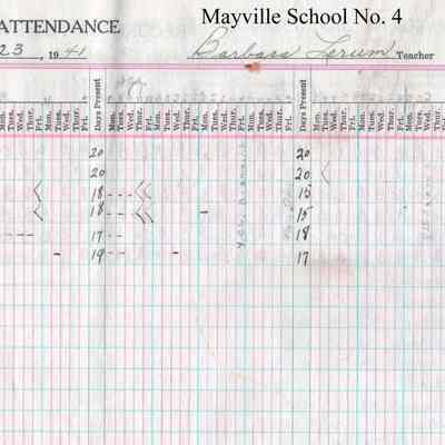 Mayville School No. 4, 1940-1941 Teacher's Register: Barbara Lerum, Teacher