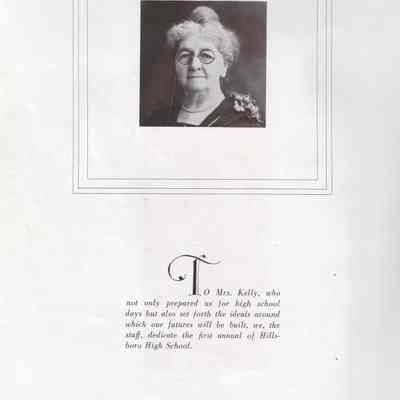 Hillsboro High School: 1929 Yearbook dedication page