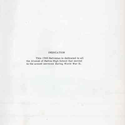 Hatton High School: 1948 Yearbook dedication page