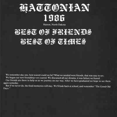 Hatton High School: 1986 Yearbook title page