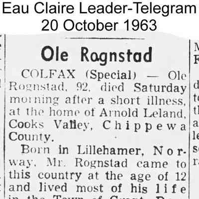 Eau Claire Leader-Telegram: Obituary, Ole Rognstad