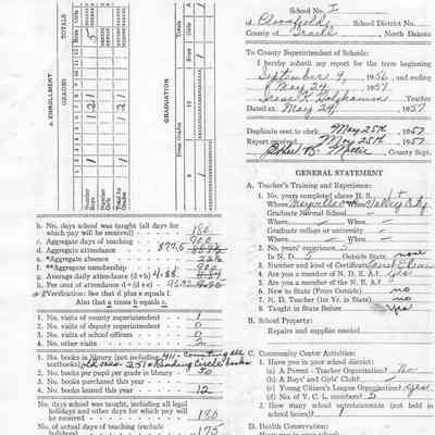 Bloomfield School No. 1: Irene K. Holzkamm, Teacher's Report, 24 May 1957
