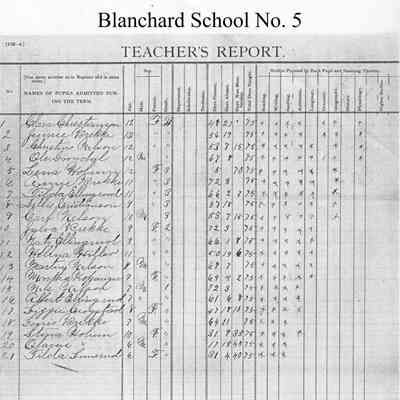Blanchard School No. 5, 1892 Teacher's Report, Spring Term