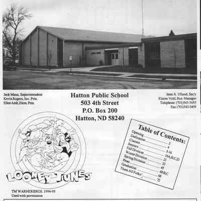 Hatton High School 1995 Yearbook: Table of Contents page