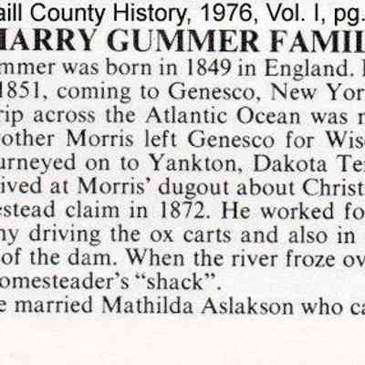 Gummer family: Harry and Mathilda (Aslakson) Gummer, early pioneers of Traill County, Dakota Territory