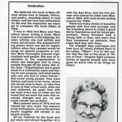Pillars of Time: A History of Pioneering on the Goose River Area of North Dakota: Book Dedication, page 2