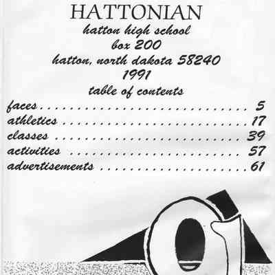 Hatton High School 1991 Yearbook: Title and Contents page