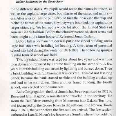 Kaldor Settlement on the Goose River, by John E. Bagstad: Page 20