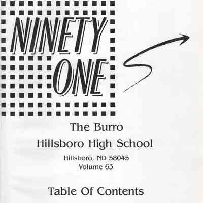 Hillsboro High School: 1991 Yearbook title and contents page