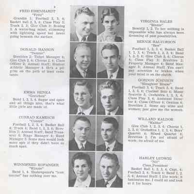 Hillsboro High School 1938 Yearbook: Class of 1938 Senior photographs on page nine