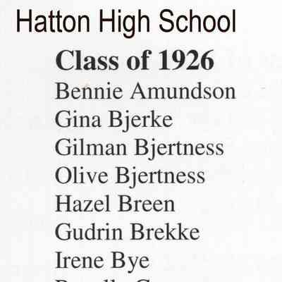 Hatton High School: Class of 1926 list of graduating students
