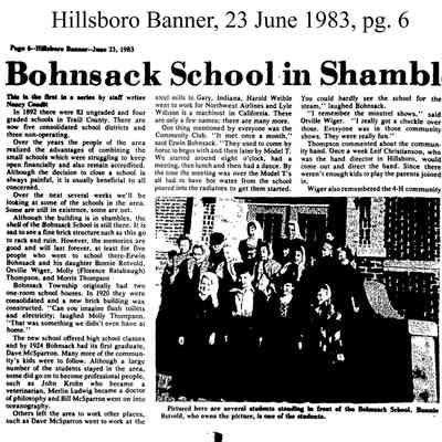 Bohnsack Consolidated High School: Hillsboro Banner news, page 6, part 1
