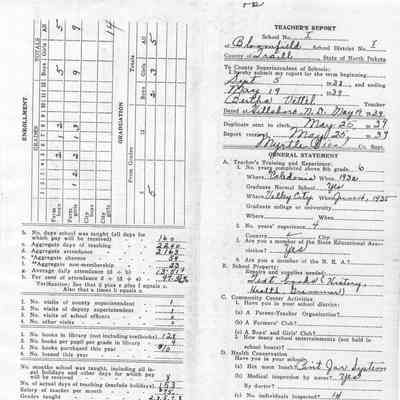 Bloomfield School No. 1: Bertha Vettel, Teacher's Report, 25 May 1939