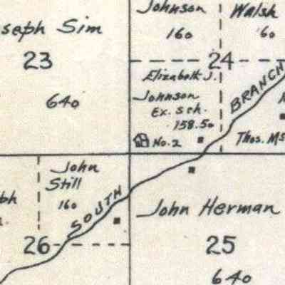 1900 map, portion of Kelso Township, Traill County, North Dakota: Kelso School NO. 2 was located in the SW Qtr. of Sect. 24