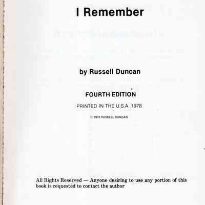 A personalized eyewitness report on the eventful pioneer years in North Dakota, by Russell Duncan: Title and copyright page