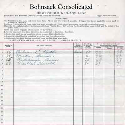 Bohnsack Consolidated High School, 1931 Teachers Class List: Students in Commercial Law